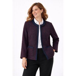 TALBOTS jacket blazer boiled wool plum 12P career preppy tweed classic office
